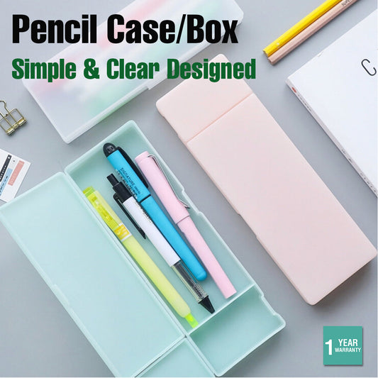 Pencil Case Clear Pen Box Stationery Waterproof Office School Plastic Classic AU