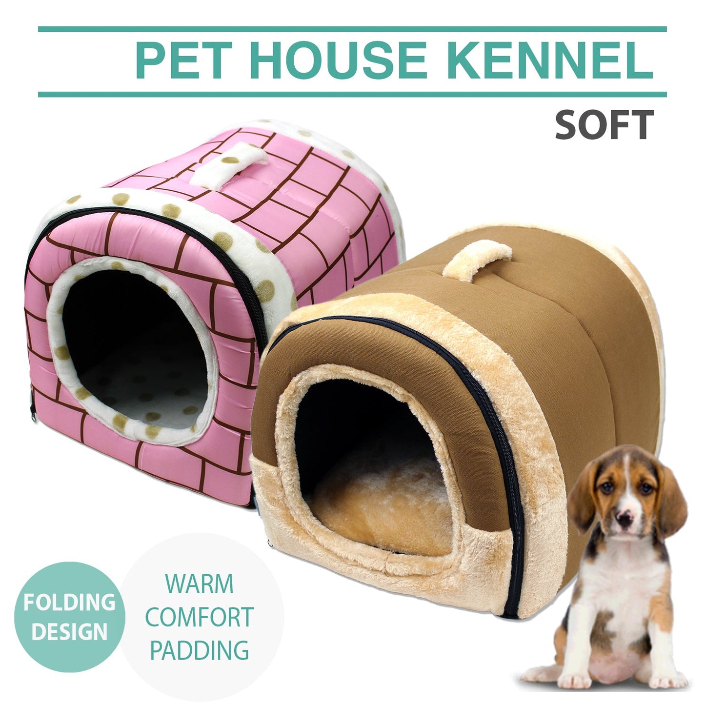 Pet Dog House Kennel Soft Igloo Warm Bed Cave Cat Puppy Beds Doghouse Folding