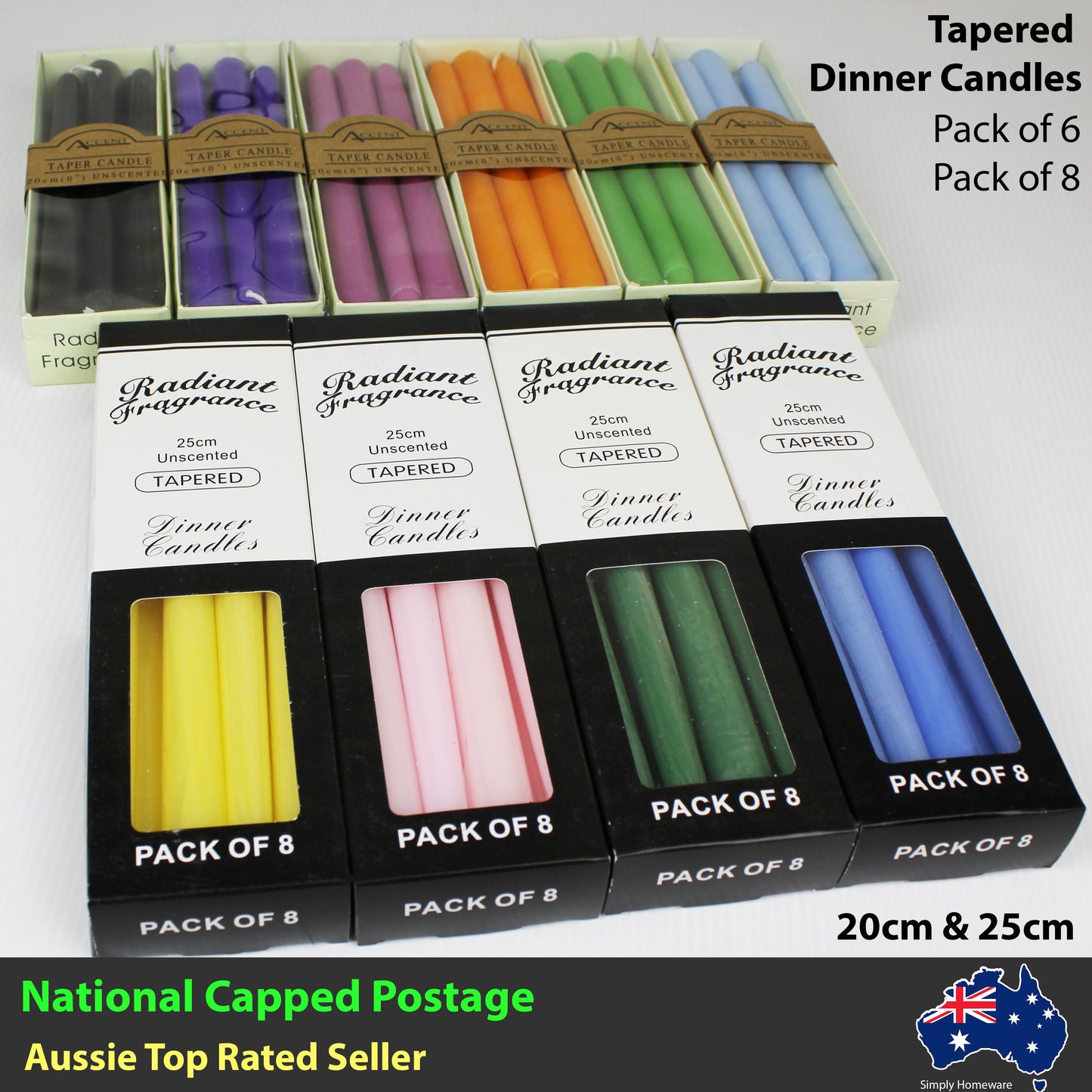Tapered Candles Taper Dinner Candle Bulk Coloured Unscented Wicca Pagan 6/8 Pack