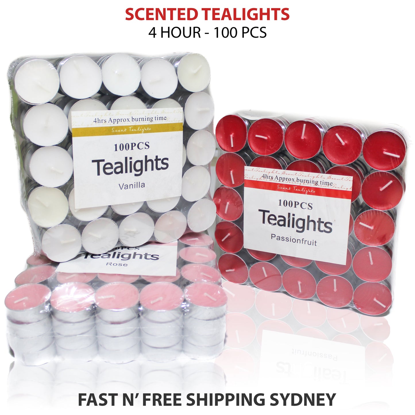 Scented Tea Light Bulk Tealight Candles 4 Hour Hours Burn Scent - 100pcs