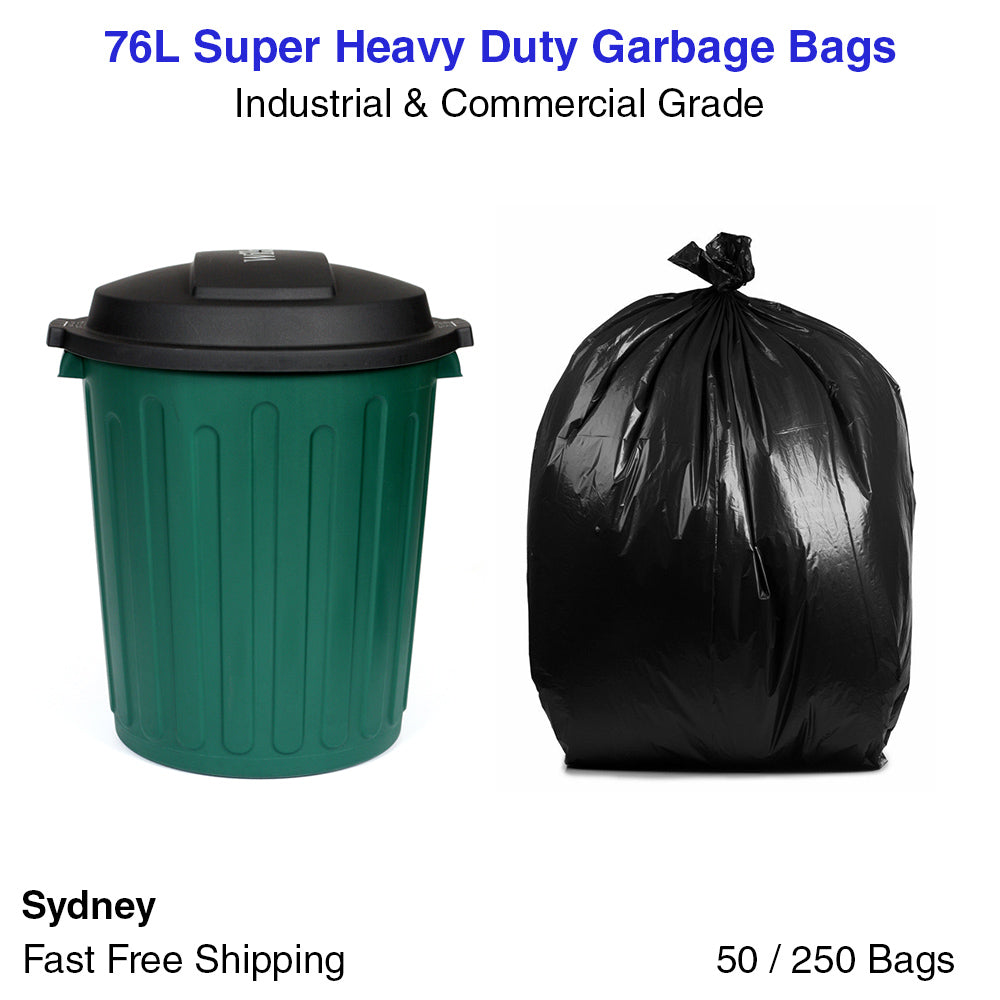 76L Garbage Bags Heavy Duty Garden Kitchen Rubbish Bin Liners Plastic Black