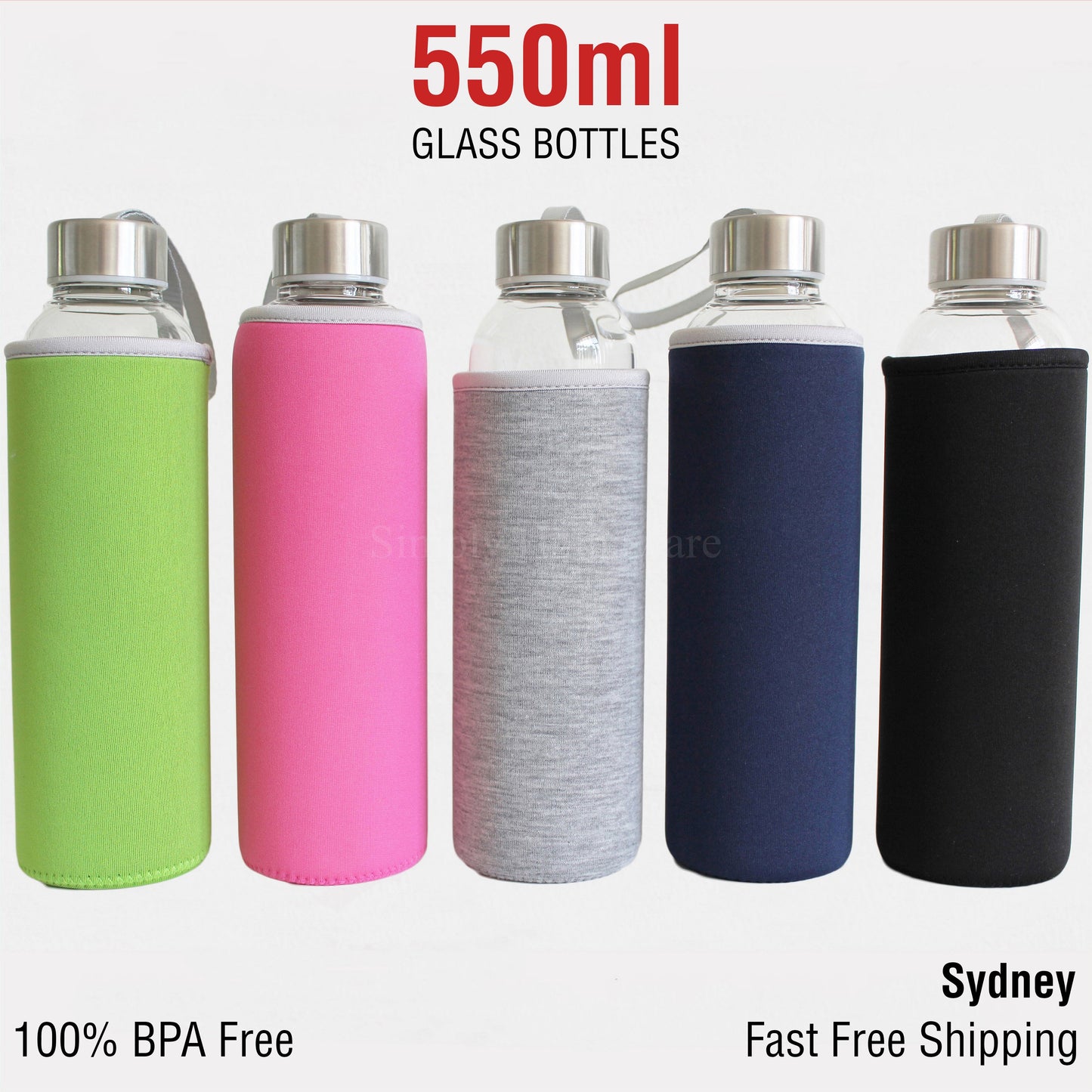 Glass Water Bottle 550ml BPA Free Sports Tea Crystal Bottles Juice Drinking Jug