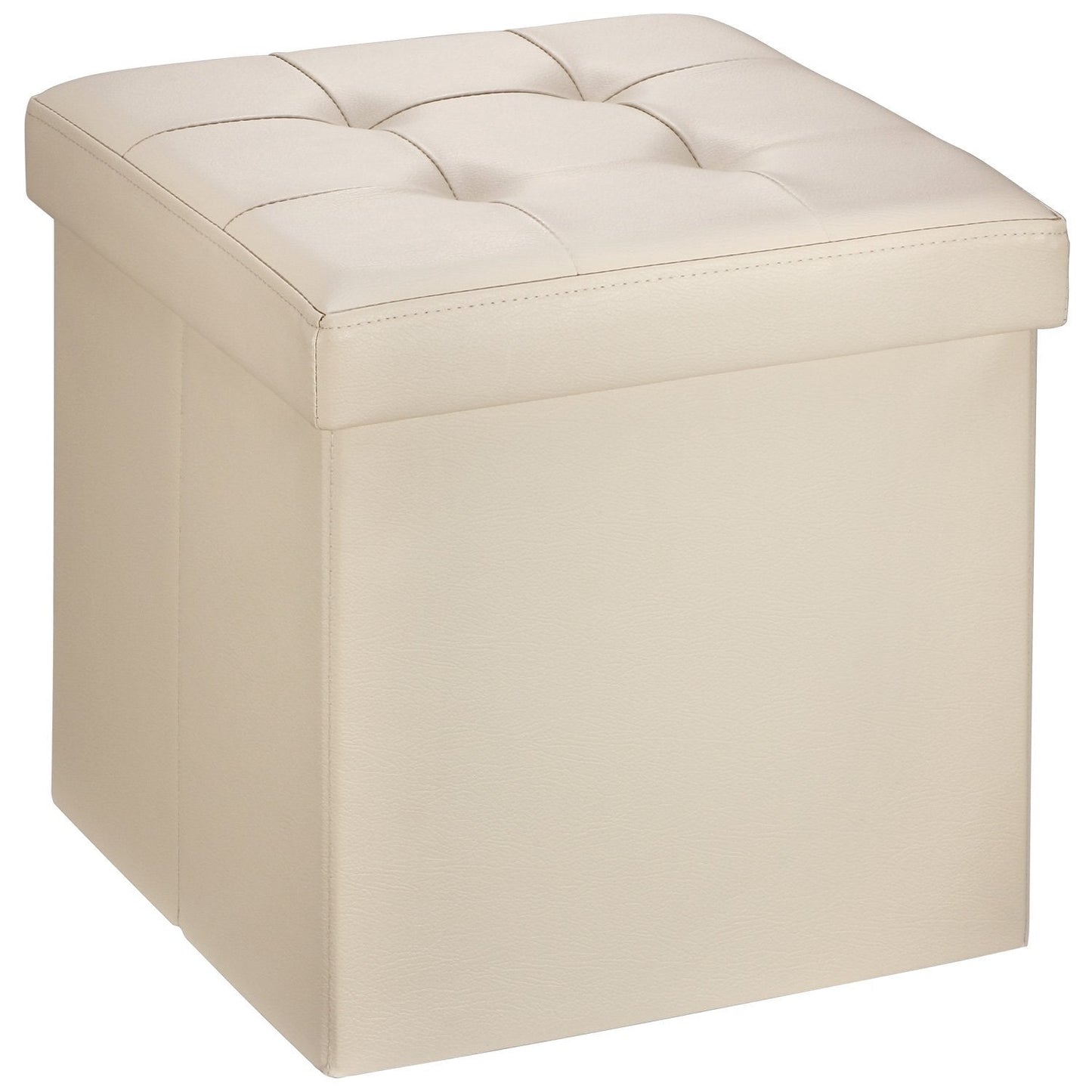 Folding Ottoman Storage Cube Footstool Stool Blanket Box Pouf Faux Leather Linen