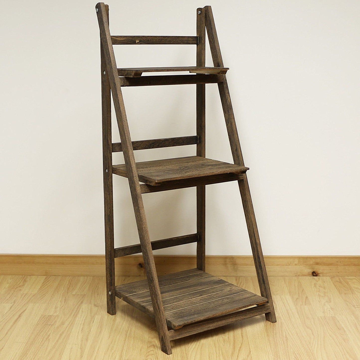Wooden Ladder Shelf 3 Tier Plant Flower Storage Shelves Multi CD Book Folding
