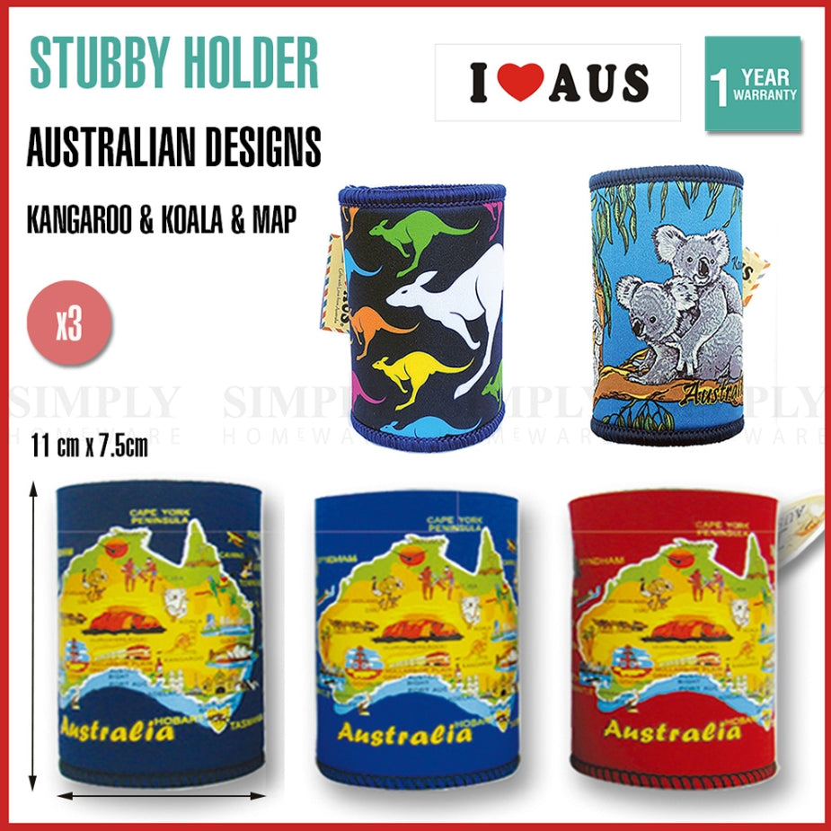 3x Stubby Holder Australian Souvenirs Stubby Can Beer Bottle Drink Cooler Gift - Simply Homeware