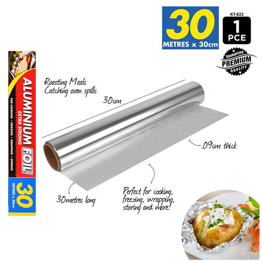 Aluminium Aluminum Foil Roll Kitchen Heavy Duty 30cm 10m 30m Roasting 0.9mm