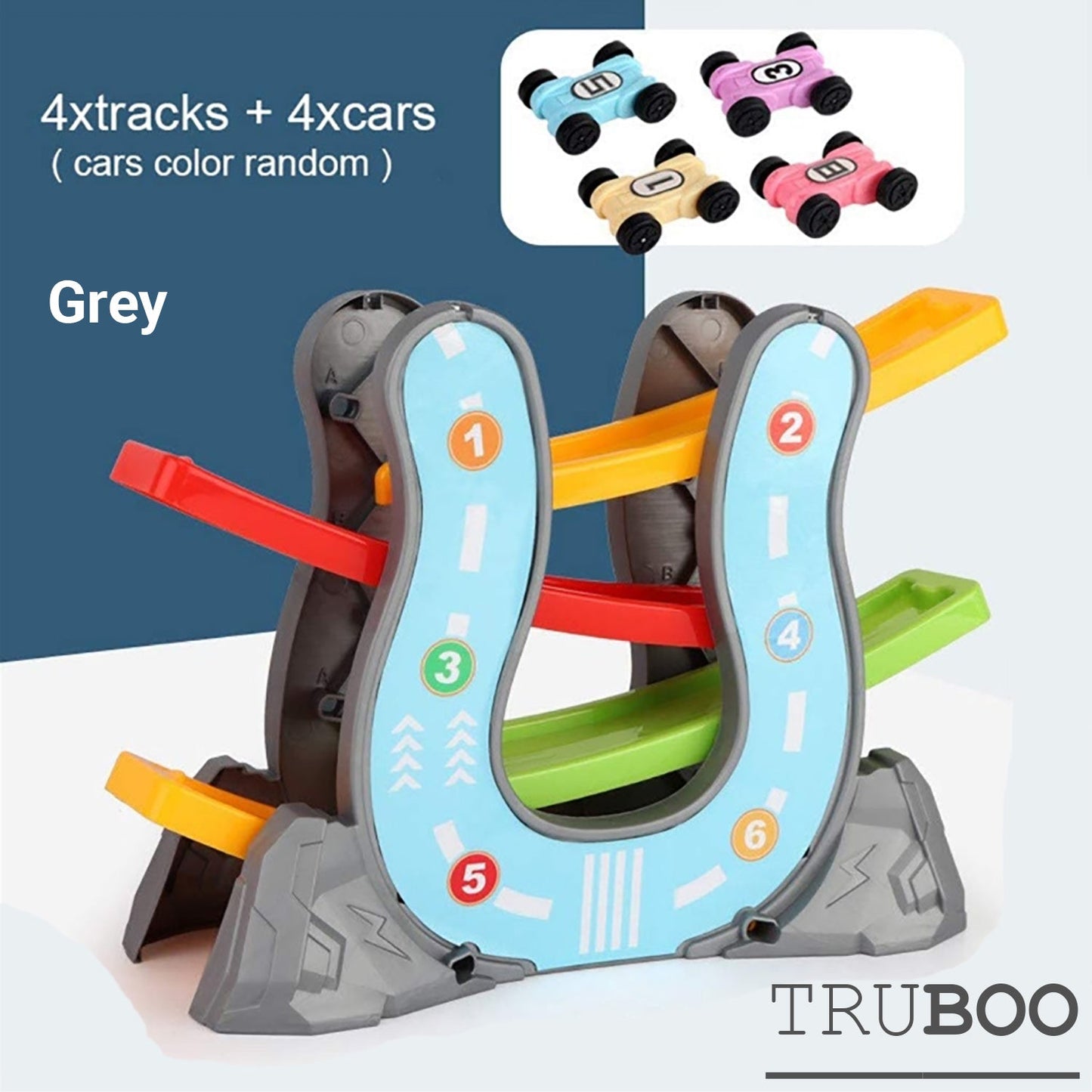 Truboo Kids Car Track Toy Gliding Playset Vehicle Race Rail Slider Boy Toddlers