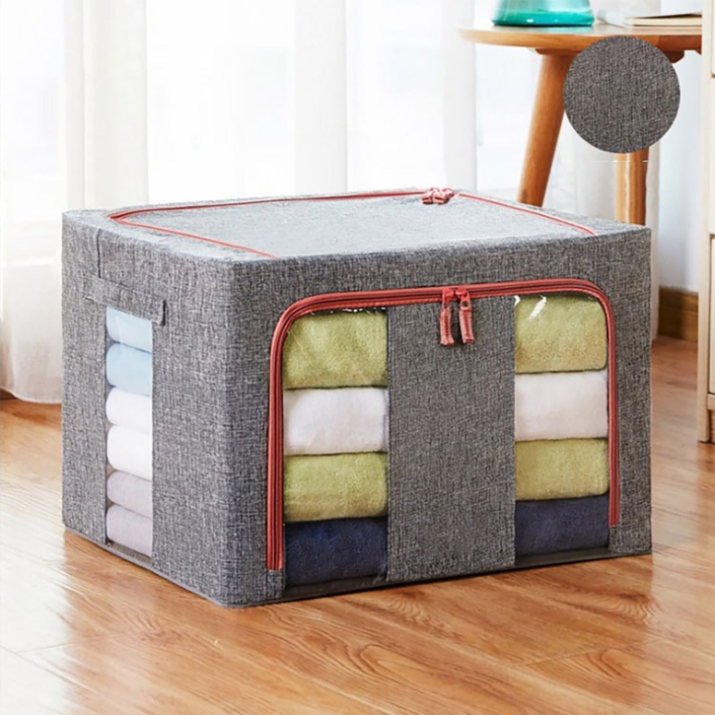Lecluse Foldable Storage Bag Cloth Quilt Blanket Toy Organizer Zipper Box Oxfor