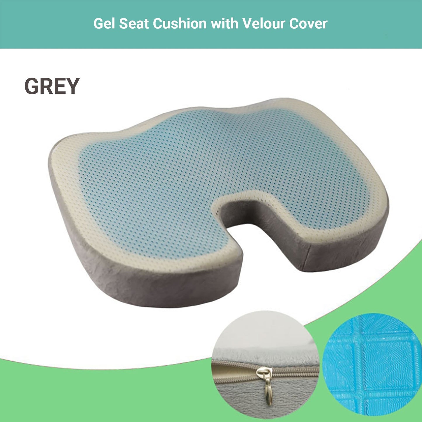 Lecluse Gel Seat Cushion Memory Foam Back Support Cooling Seat Non-Slip Soft