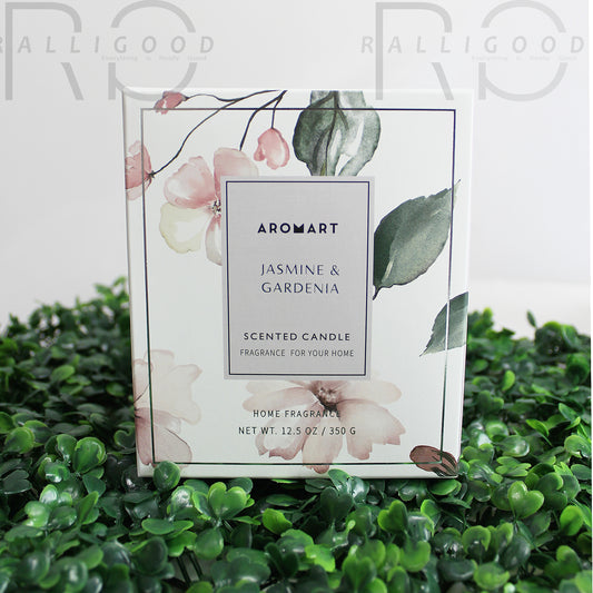 Scented Jar Candle Candles Aromart 55 Hour 350g White Soy Fragrance Lid Wick