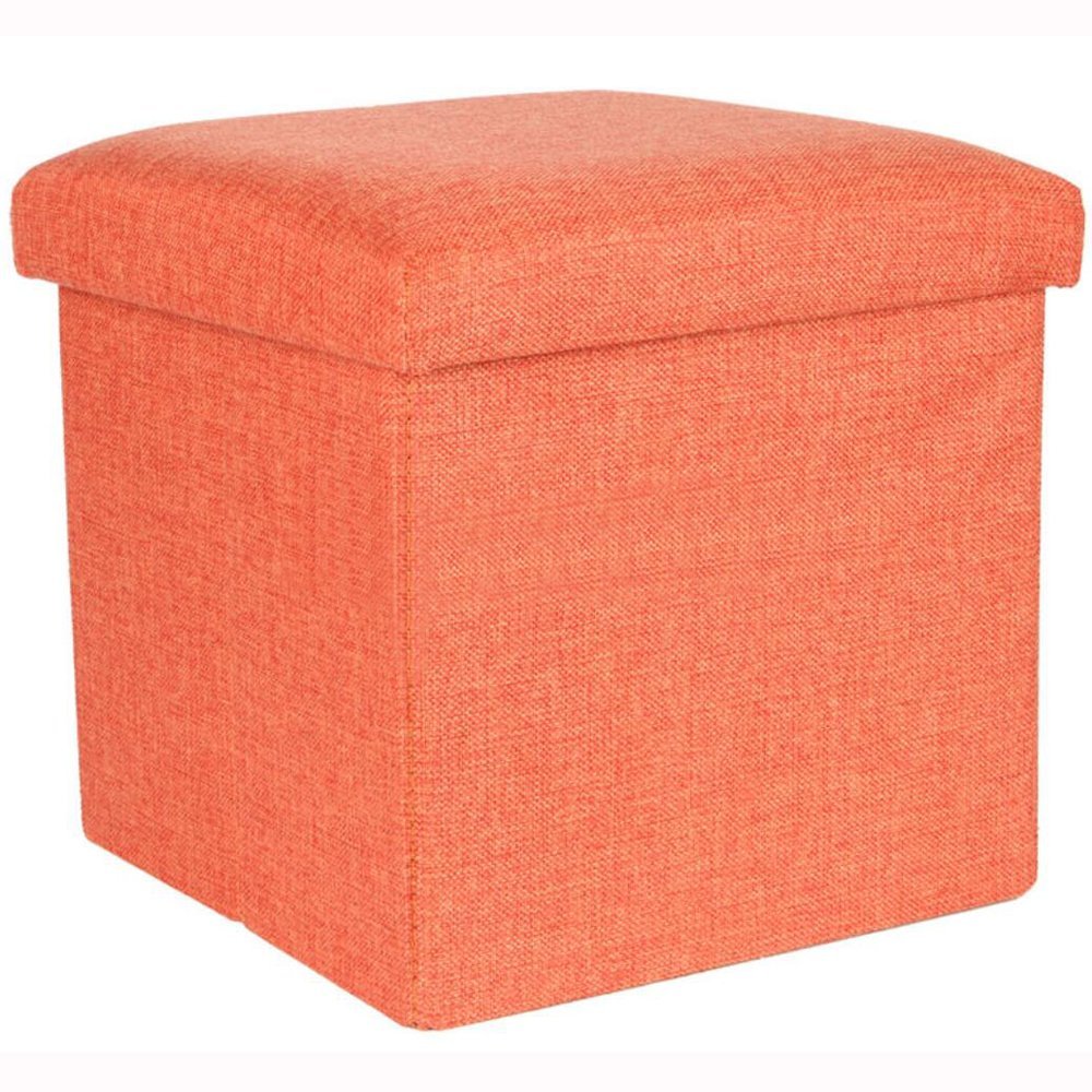 Folding Ottoman Storage Cube Footstool Stool Blanket Box Pouf Faux Leather Linen