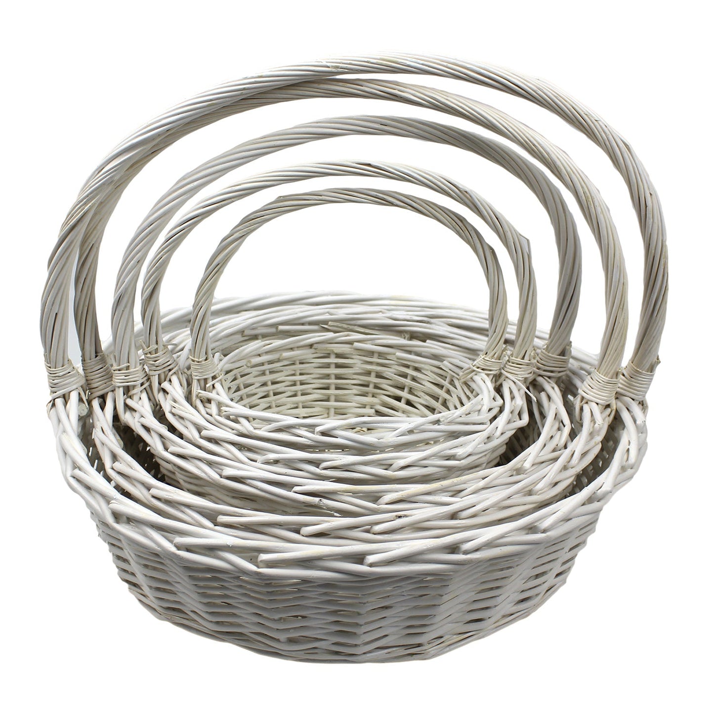 Wicker Basket Set Cane Hamper Picnic Handle Small Large White Brown Vintage Gift