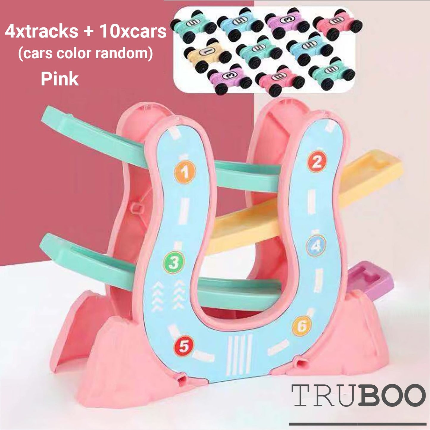 Truboo Kids Car Track Toy Gliding Playset Vehicle Race Rail Slider Boy Toddlers