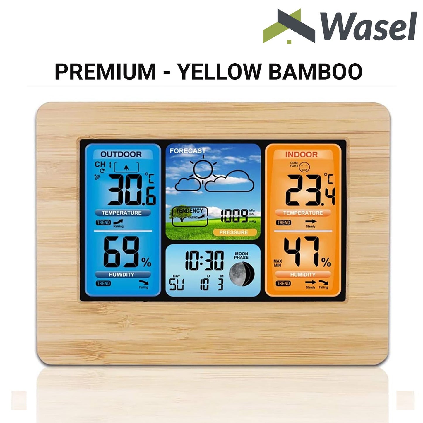Wasel Alarm Clock Wireless Weather Station Sensor LED Display Time Date Temp
