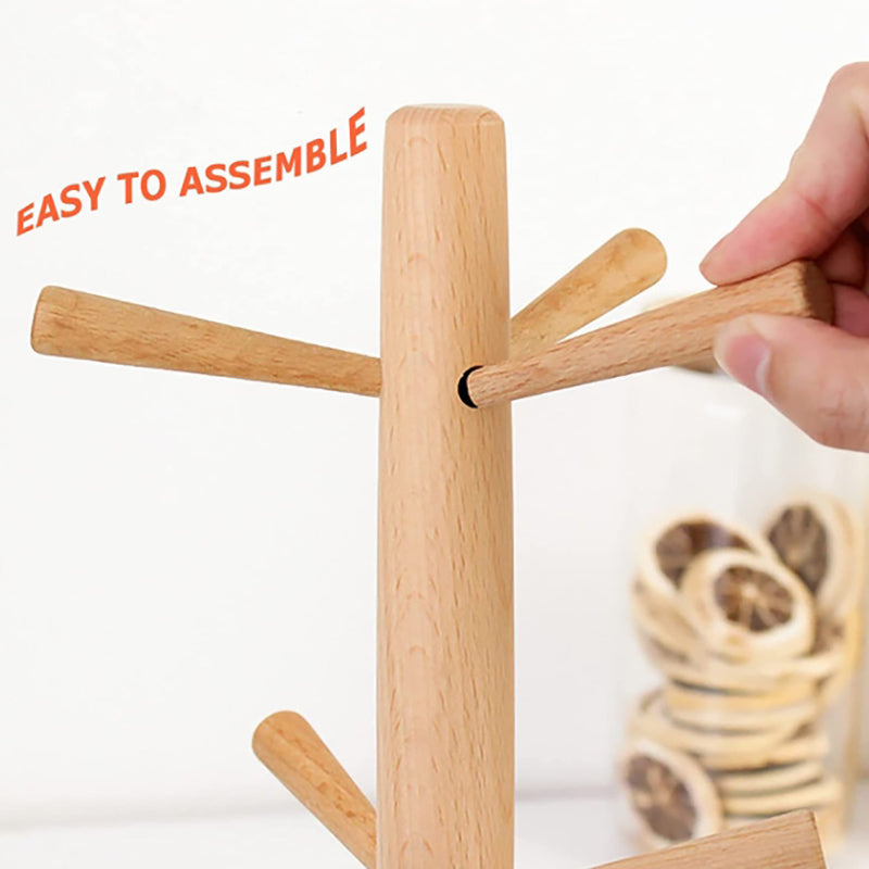 Lecluse Wooden Six Claw Cup Holder Beech Hanger Creative Cup Holder Drainage Rac