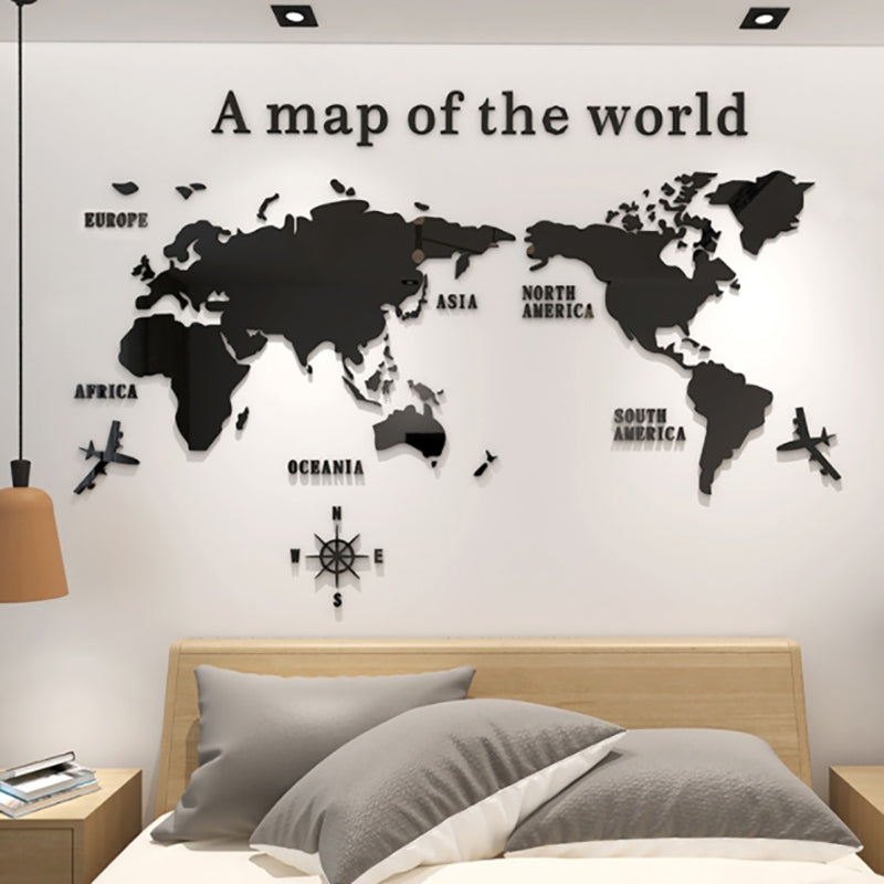 Lecluse 3D Acrylic Wall Sticker World Map Wall Decal Sticker Murals Map Wall Nur