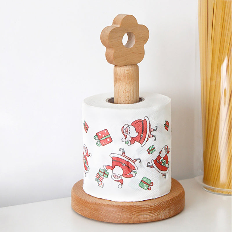 Lecluse Wood Paper Towel Holder Holder Countertop Standing Paper Towel Organizer