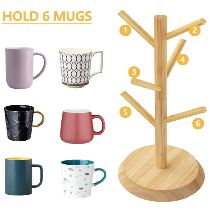 Lecluse Wooden Six Claw Cup Holder Beech Hanger Creative Cup Holder Drainage Rac