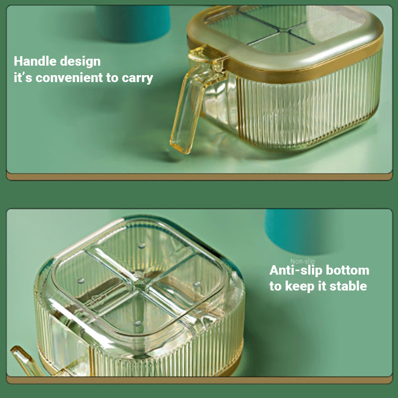 Lecluse Spice Box Set Combination Spice Racks Condiment Spoon 4 Compartments Enc