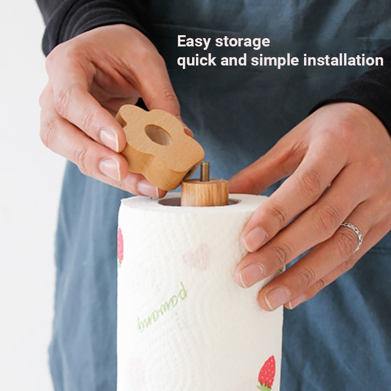 Lecluse Wood Paper Towel Holder Holder Countertop Standing Paper Towel Organizer