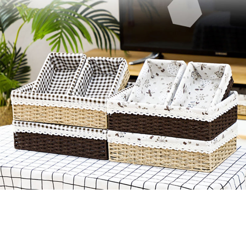 Lecluse Handmade Wicker Storage Baskets Woven Decorative Home Storage Bins for C