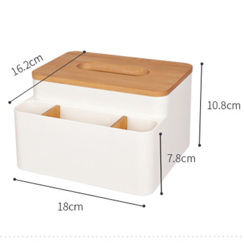 Lecluse Plastic Tissue Box Wood Cover Paper Dispenser Multifunction Large Capaci