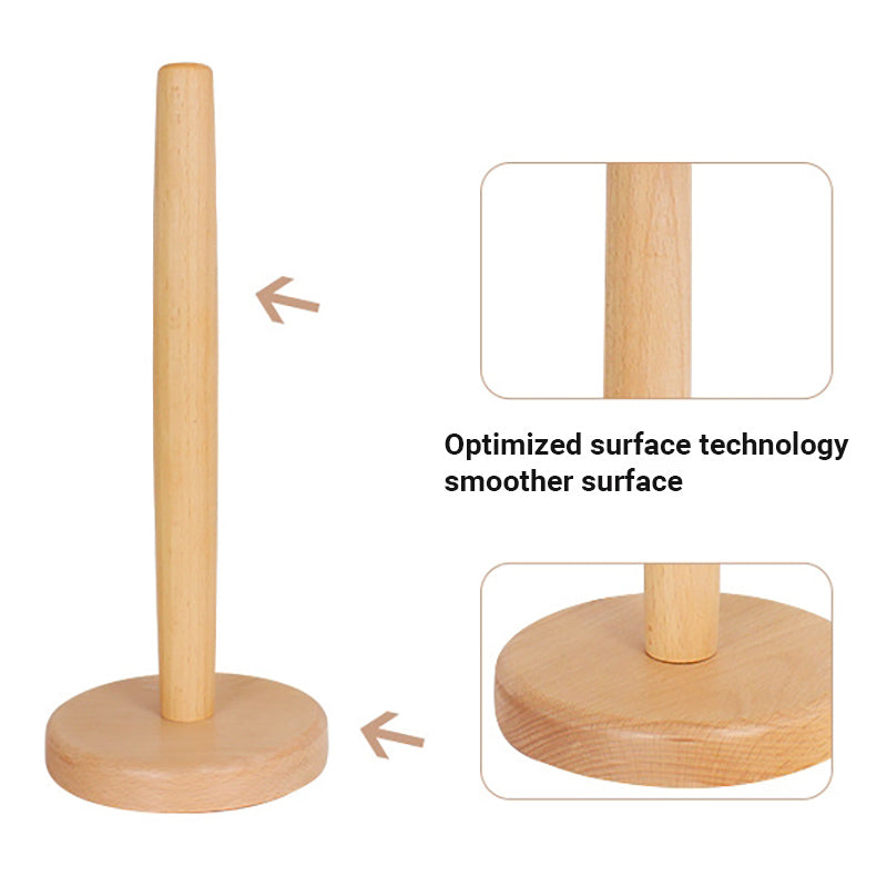 Lecluse Wood Paper Towel Holder Holder Countertop Standing Paper Towel Organizer