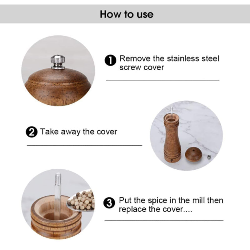 Lecluse Wood Pepper Grinder Pepper Mill Adjustable Coarseness Wooden Pepper mill Ceramic Grinding Mechanism Salt Mill Refillable