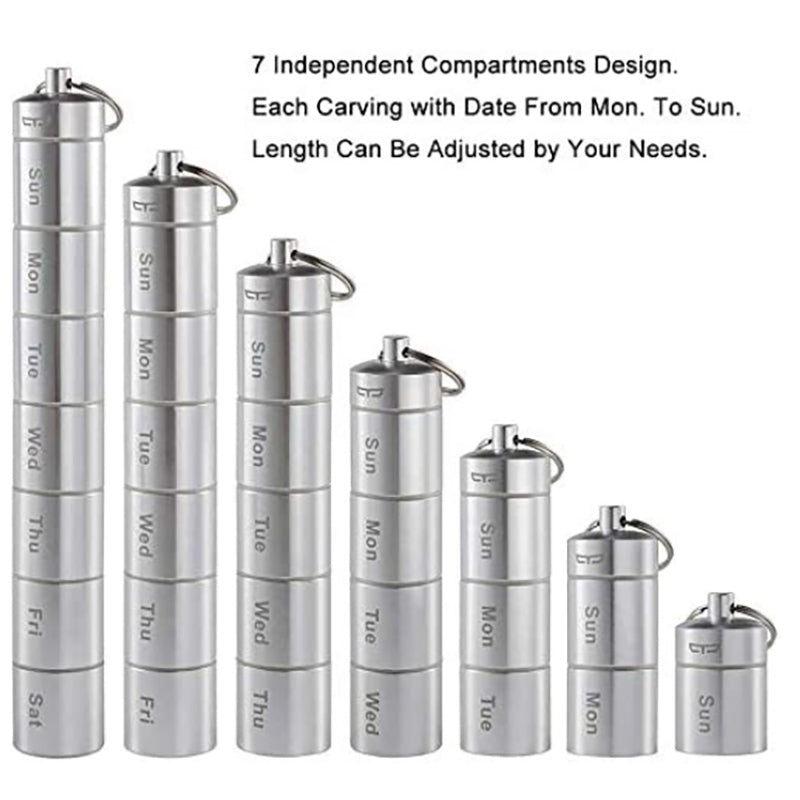 Lecluse Aluminum Alloy Pill Box 7 Day Weekly Small Pill Box Organizer Portable W