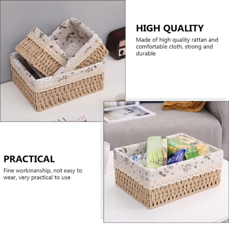 Lecluse Handmade Wicker Storage Baskets Woven Decorative Home Storage Bins for C