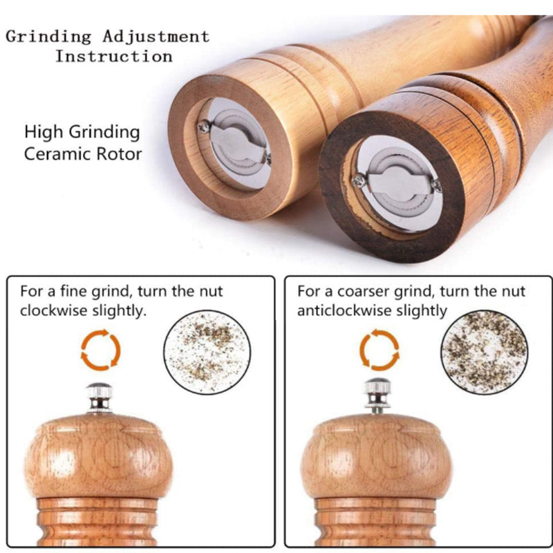 Lecluse Wood Pepper Grinder Pepper Mill Adjustable Coarseness Wooden Pepper mill Ceramic Grinding Mechanism Salt Mill Refillable