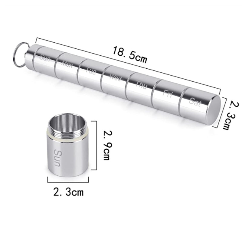 Lecluse Aluminum Alloy Pill Box 7 Day Weekly Small Pill Box Organizer Portable W