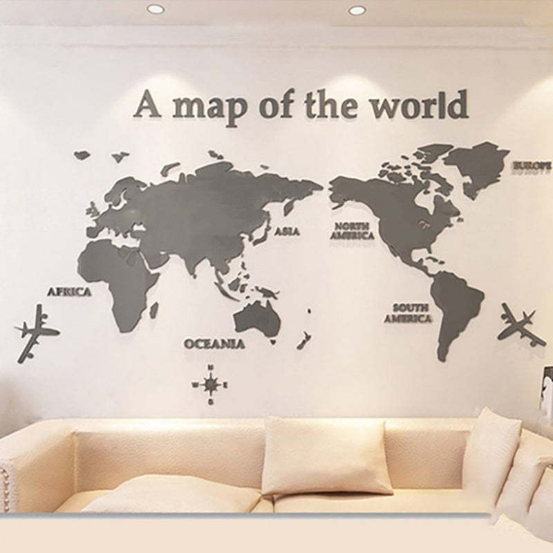 Lecluse 3D Acrylic Wall Sticker World Map Wall Decal Sticker Murals Map Wall Nur
