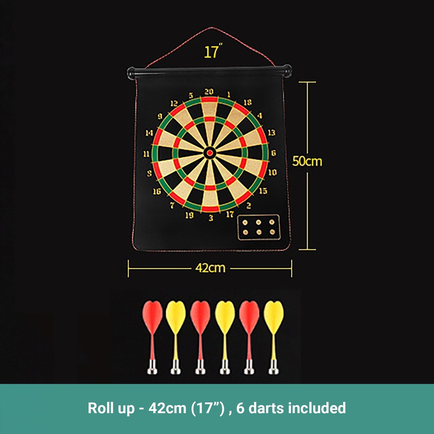 Permafit Dart Board Double Sides Professional Competition Set Rollup Magnetic