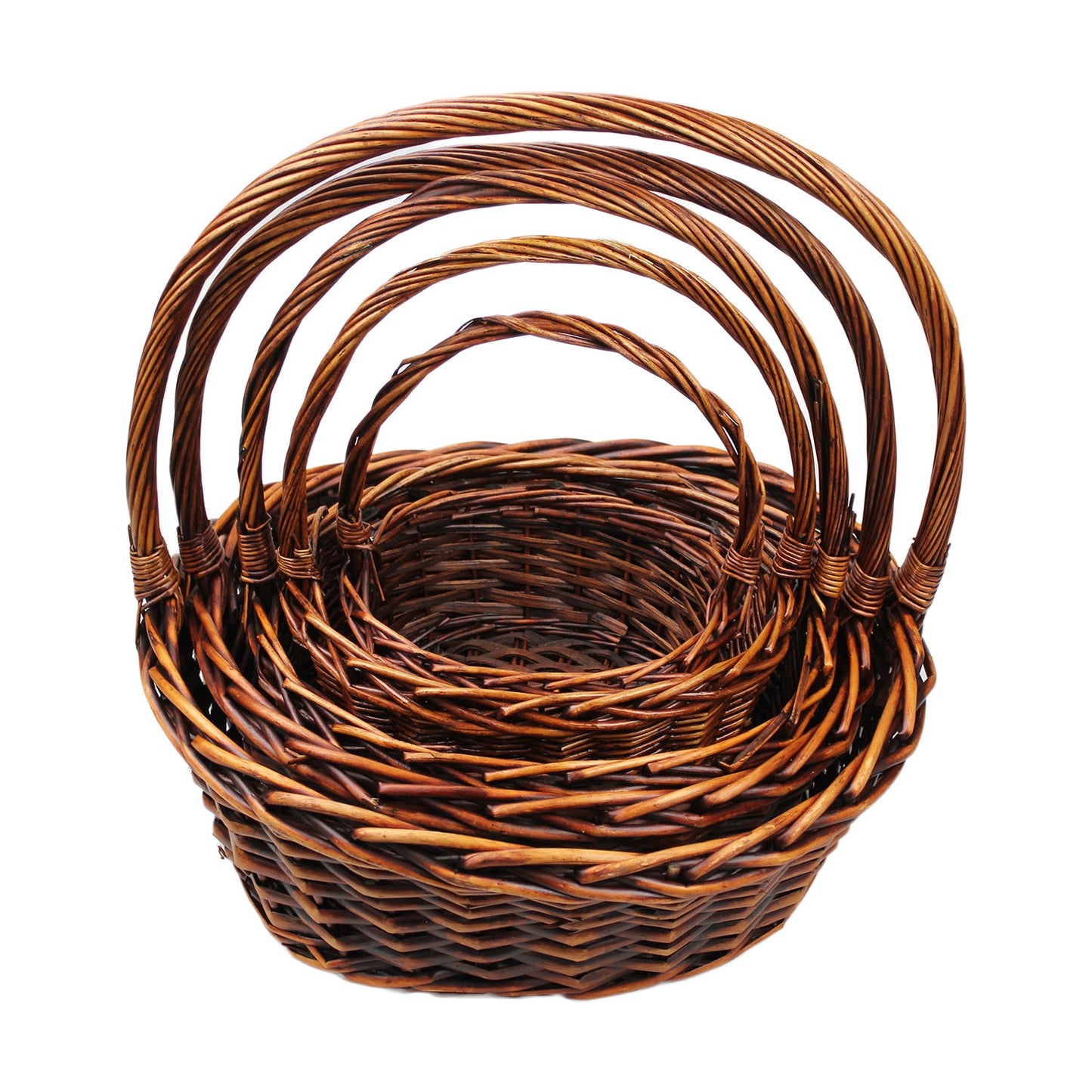 Wicker Basket Set Cane Hamper Picnic Handle Small Large White Brown Vintage Gift