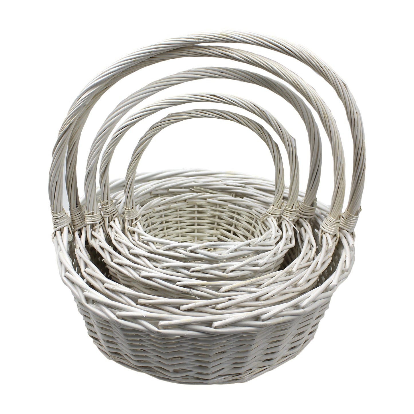 Wicker Basket Set Cane Hamper Picnic Handle Small Large White Brown Vintage Gift
