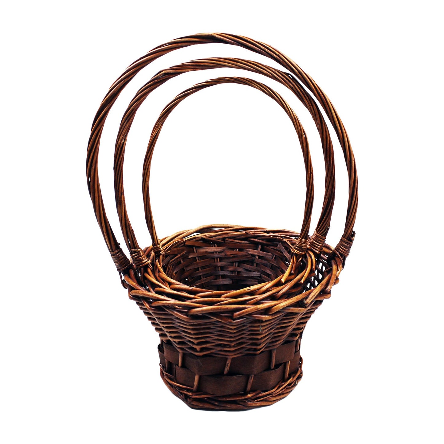Wicker Basket Set Cane Hamper Picnic Handle Small Large White Brown Vintage Gift