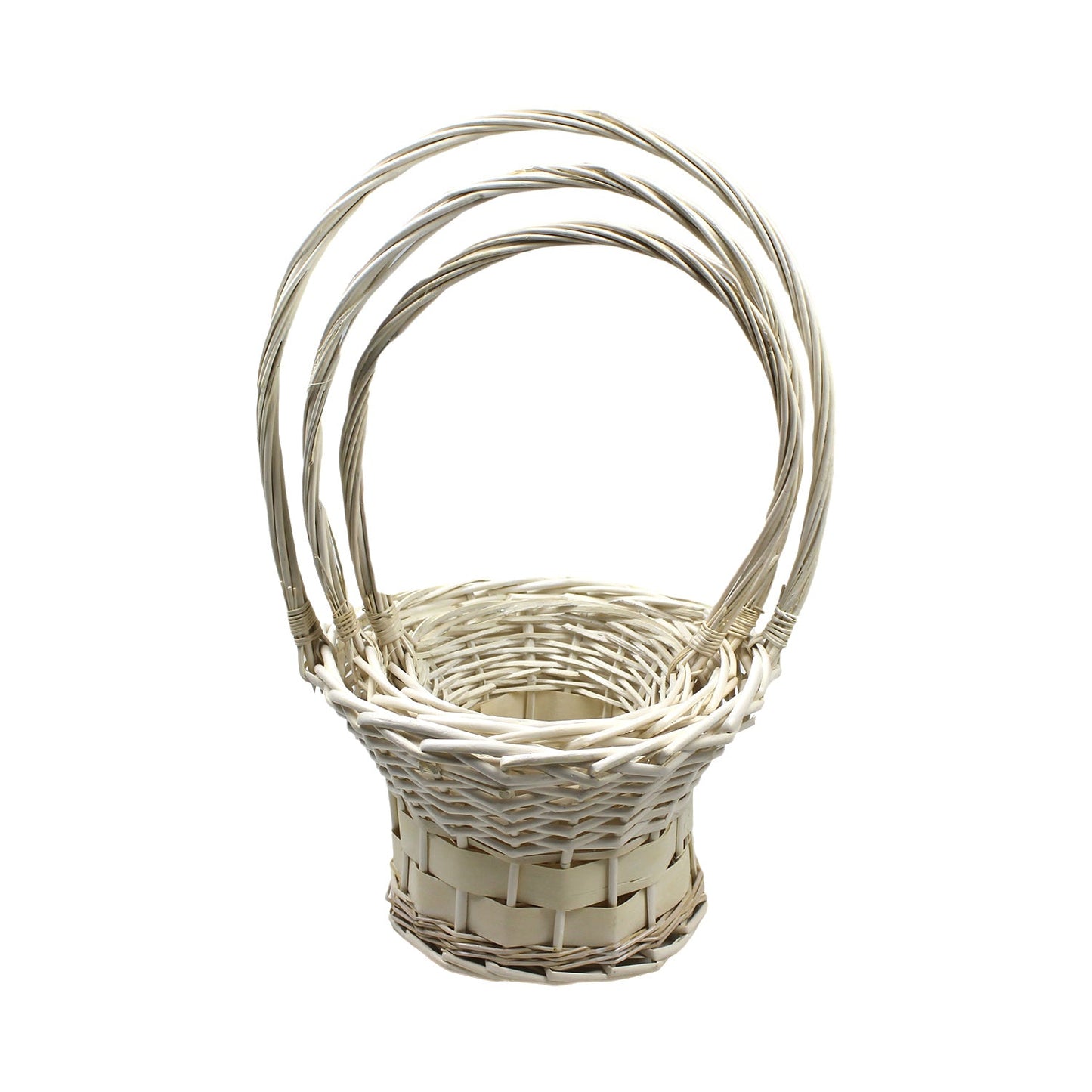 Wicker Basket Set Cane Hamper Picnic Handle Small Large White Brown Vintage Gift