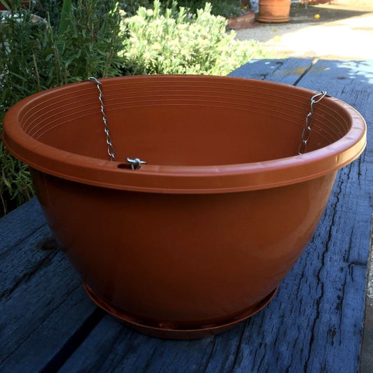 Hanging Flower Pots Bulk Plastic Pot PVC Garden Metal Chain Plant Planter Round