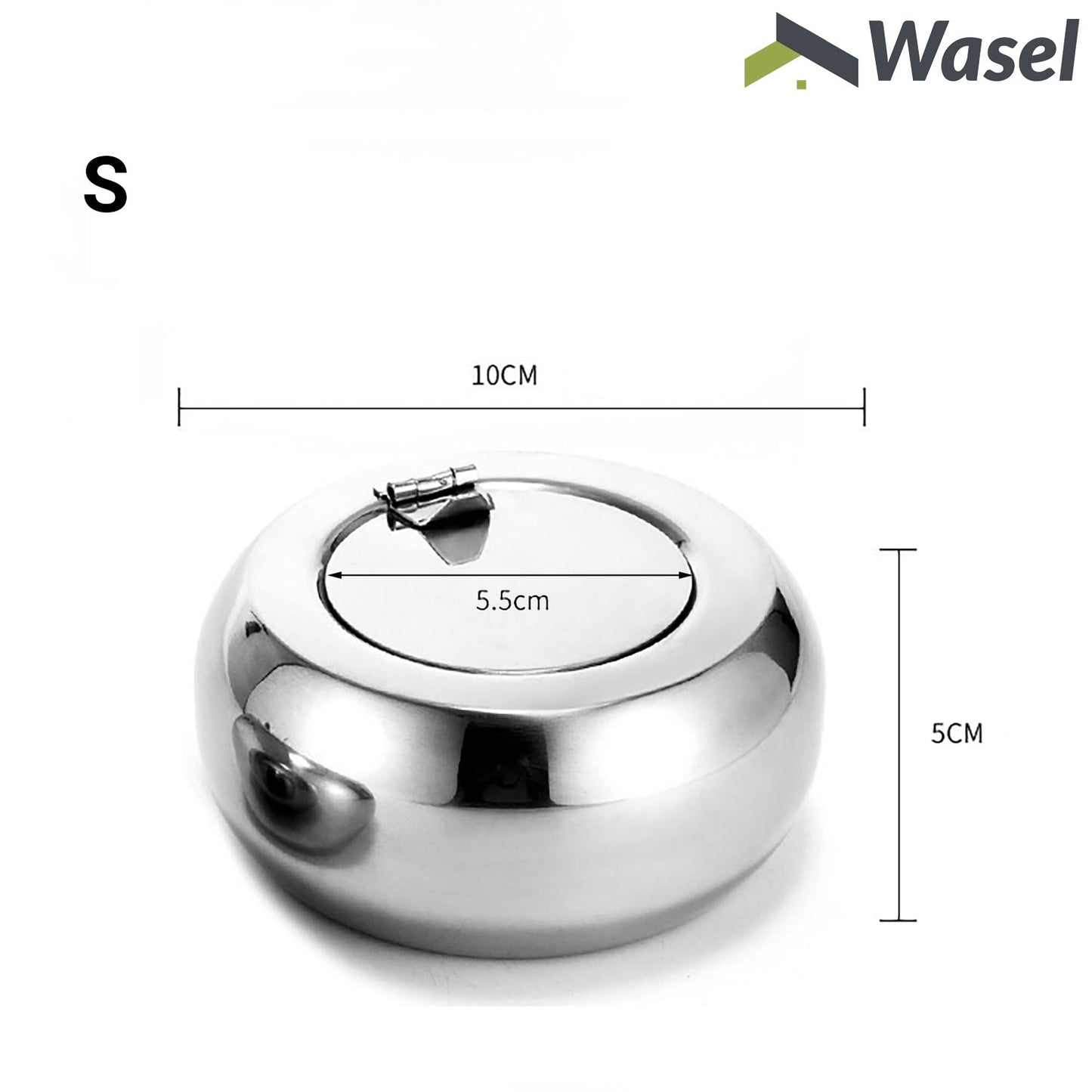 Wasel Stainless Steel Ashtray Cigarette Smoking Lidded Case Windproof Ash Holder