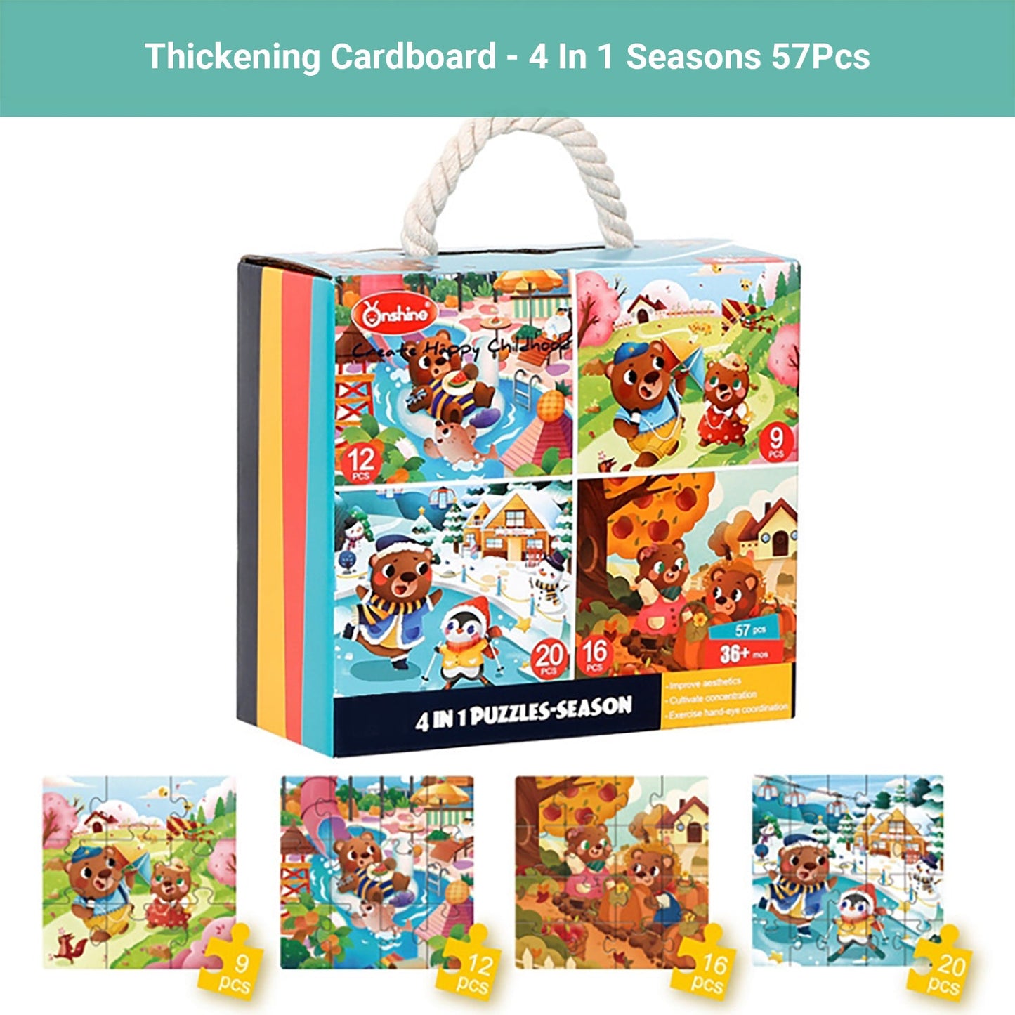 Truboo Kids Jigsaw Puzzle Children DIY Game Educational Toys Age 3+ Wooden