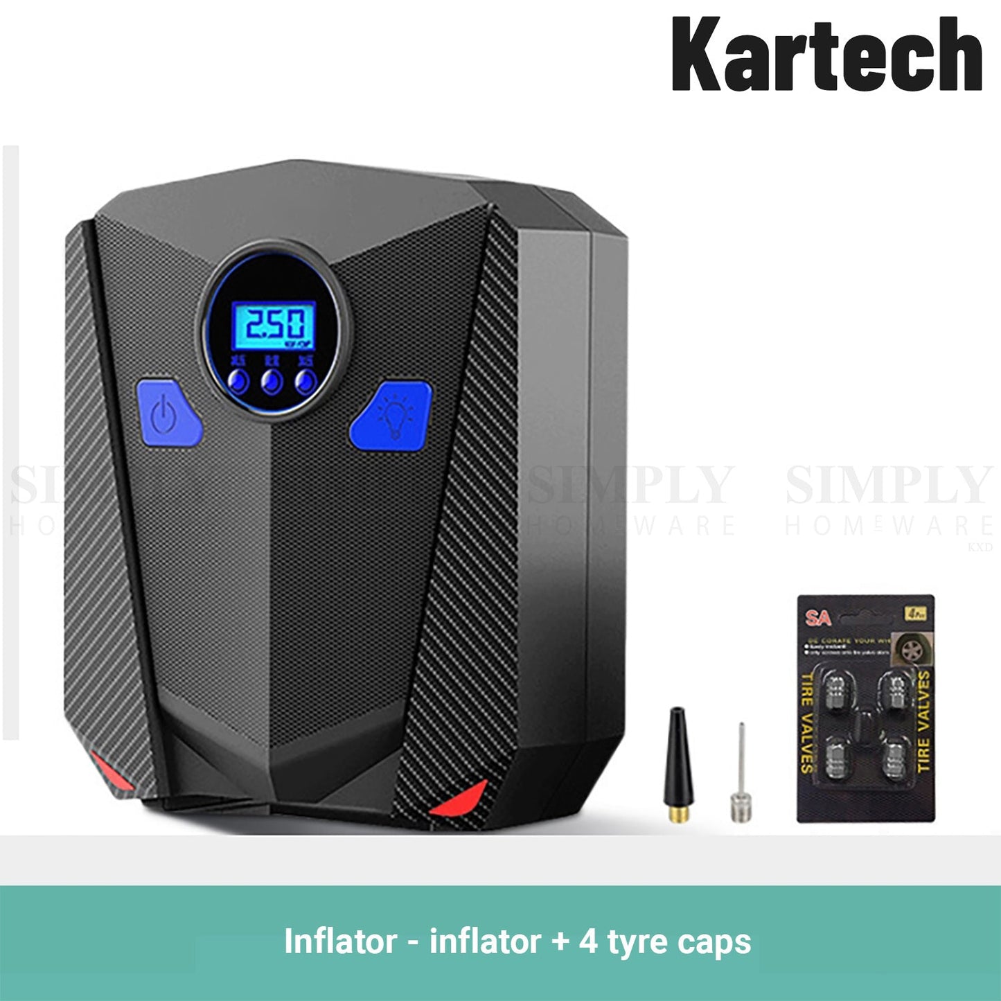 Kartech Tyre Pressure Inflator Car Tire Air Compressor Auto Pump Digital Gauge