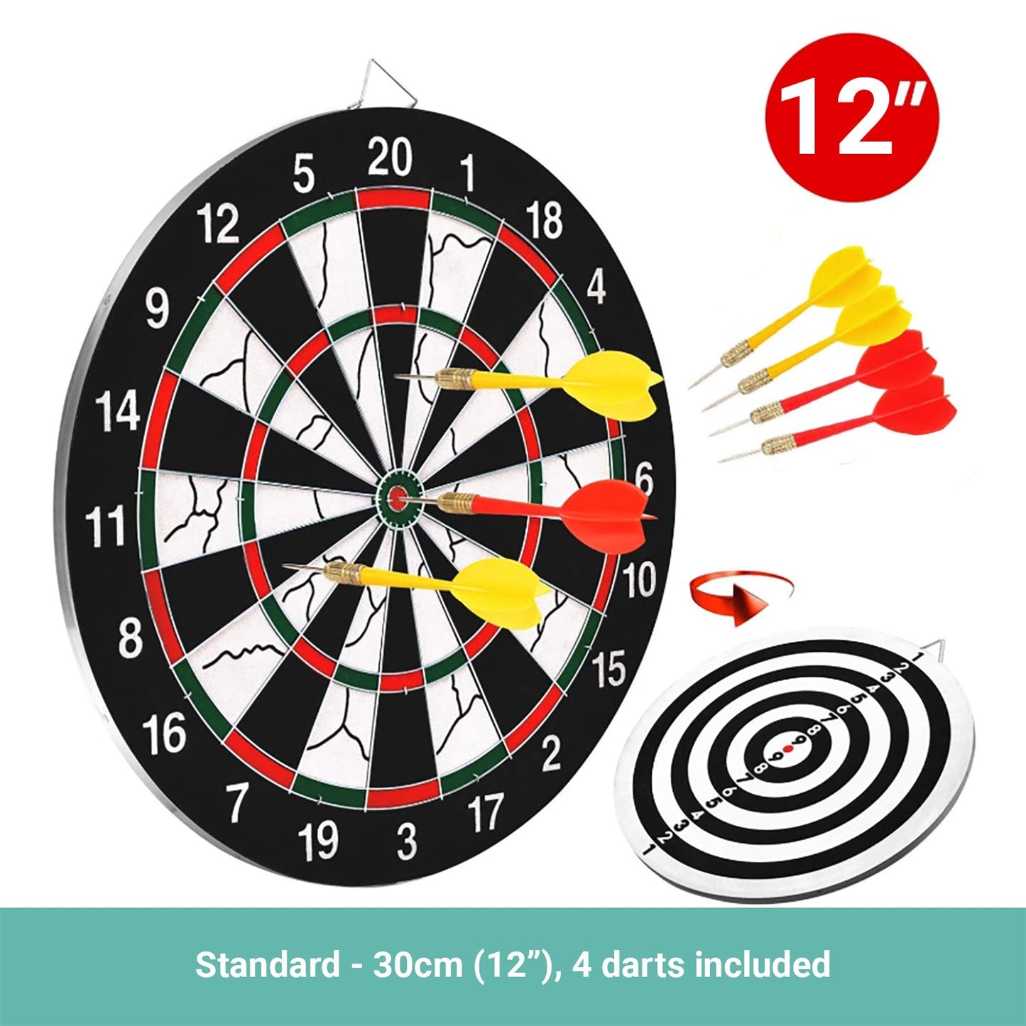 Permafit Dart Board Double Sides Professional Competition Set Rollup Magnetic