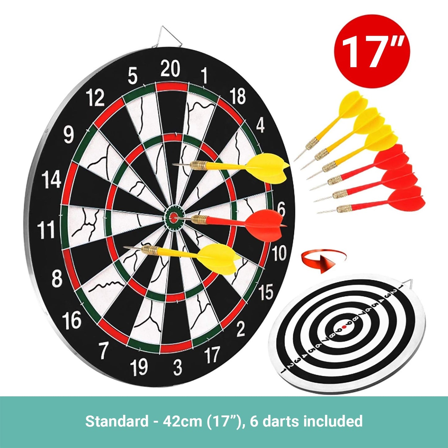 Permafit Dart Board Double Sides Professional Competition Set Rollup Magnetic