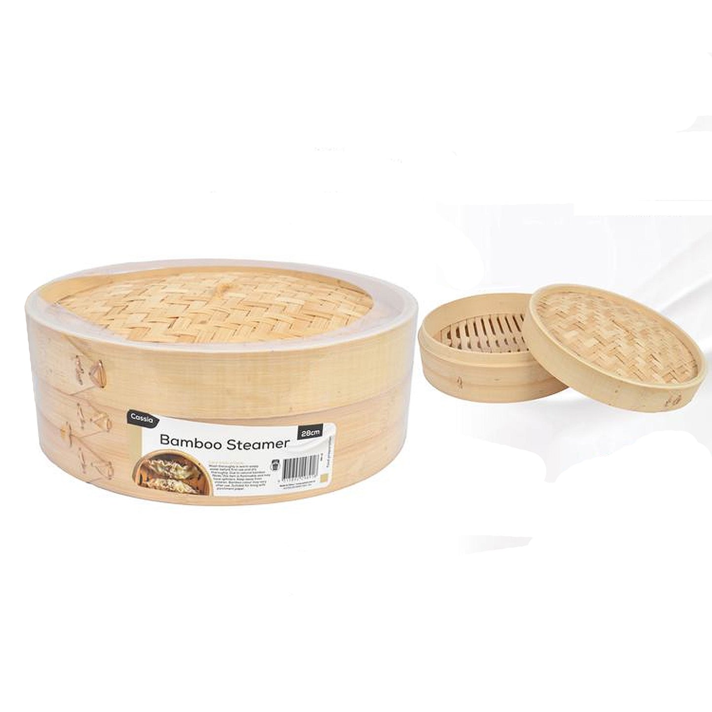 Bamboo Steamer Yumcha Dumpling Round 2 Tier Lid Steam Durable 20cm 25.5cm 28cm