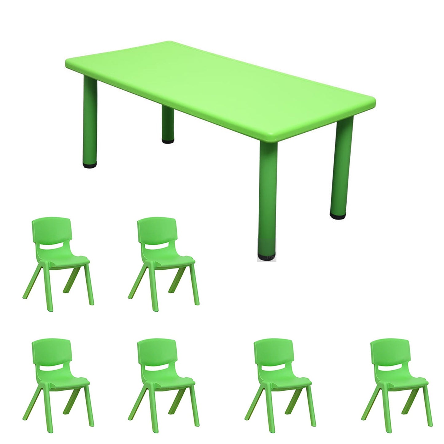 Kids Table Children 6 Chairs Activity Set Large Plastic Play Outdoor Red 120x60