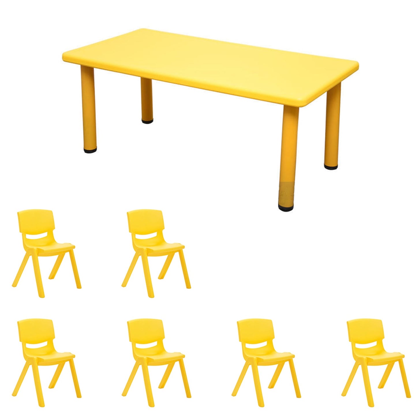 Kids Table Children 6 Chairs Activity Set Large Plastic Play Outdoor Red 120x60