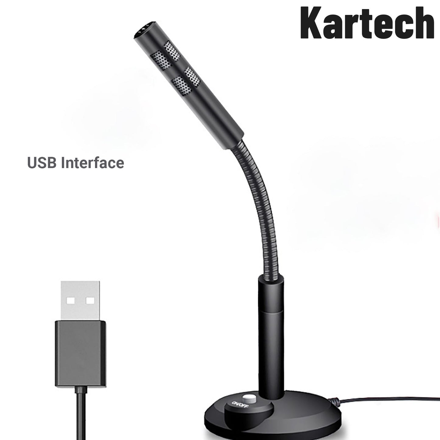 Kartech Desktop Microphone USB 3.5mm Mini Laptop Mic Plug Play Computer PC MAC