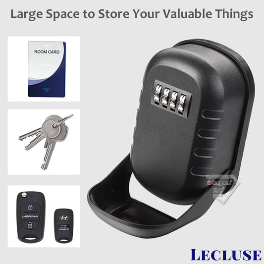 Lecluse Key Lock Box Storage Case Wall Mounted 4 Digit Password Security Hider