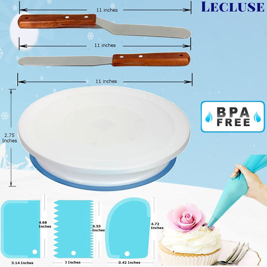 Lecluse Cake Decorating Tools Set Baking Turntable Rotating Stand 73/223Pcs